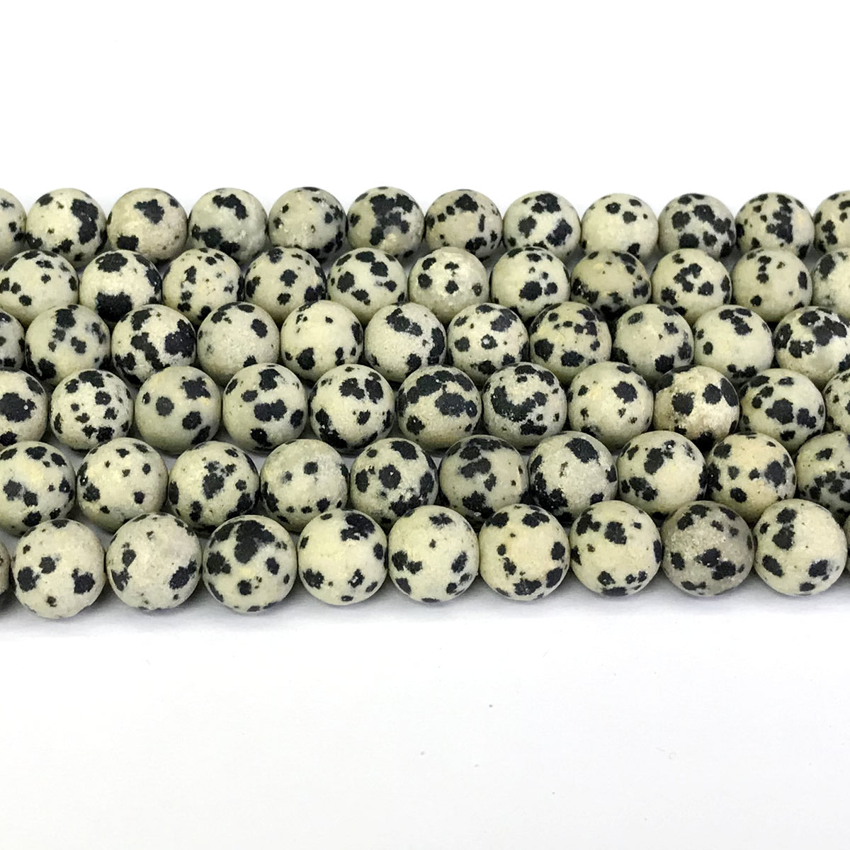 CJP235 Dalmatian Jasper Beads Matte Round 10mm 15" Strand