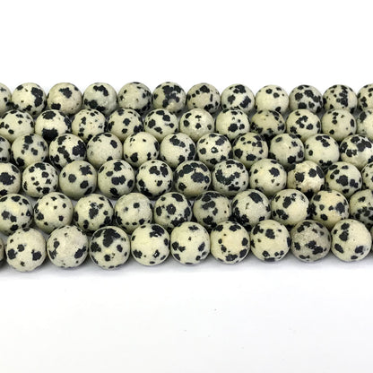 CJP235 Dalmatian Jasper Beads Matte Round 10mm 15" Strand