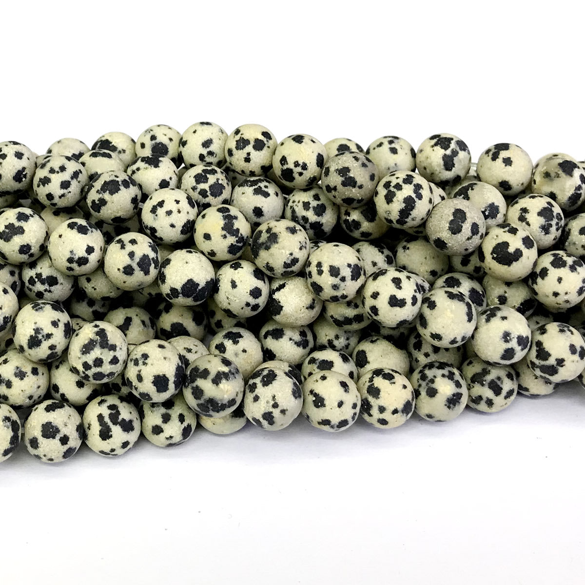 CJP235 Dalmatian Jasper Beads Matte Round 10mm 15" Strand