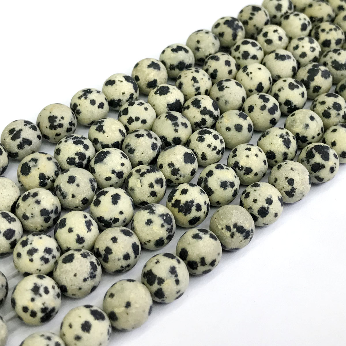 CJP236 Dalmatian Jasper Beads Matte Round 12mm 15" Strand