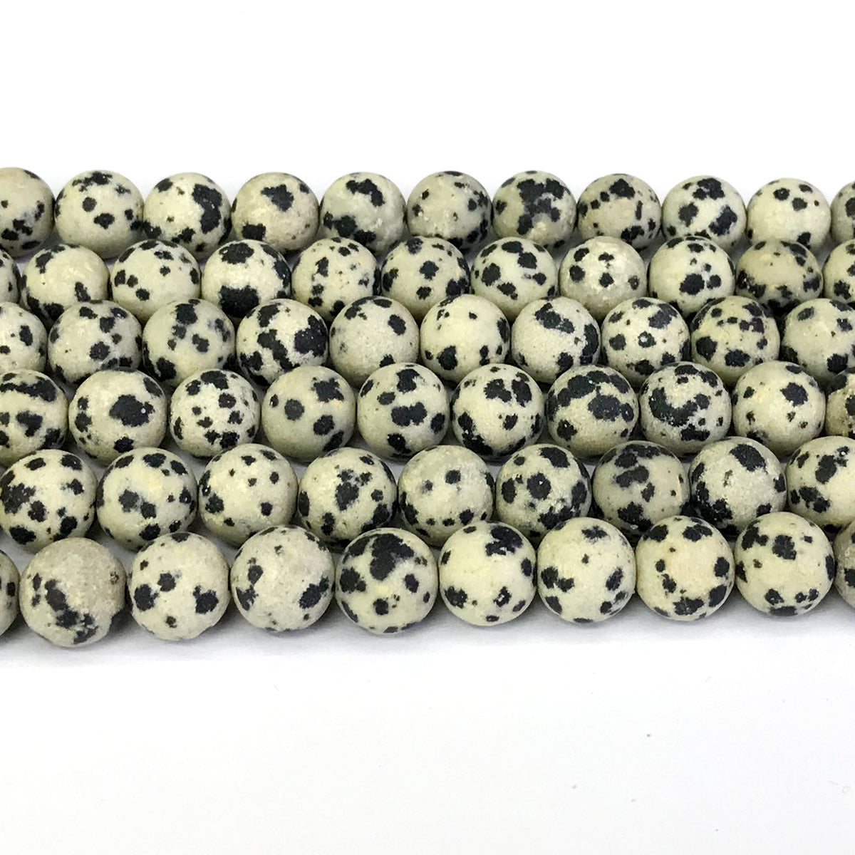 CJP236 Dalmatian Jasper Beads Matte Round 12mm 15" Strand