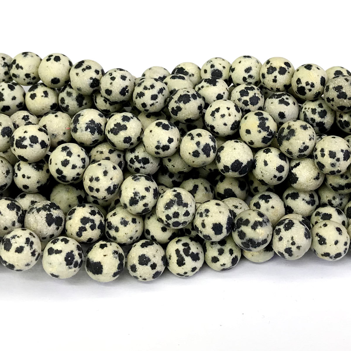 CJP236 Dalmatian Jasper Beads Matte Round 12mm 15" Strand