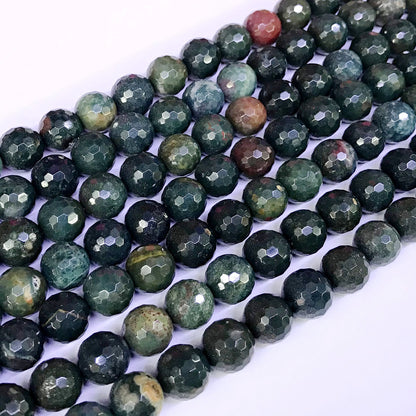 CJP24 Indian Blood Jasper Beads Faceted Round 10mm 15" Strand