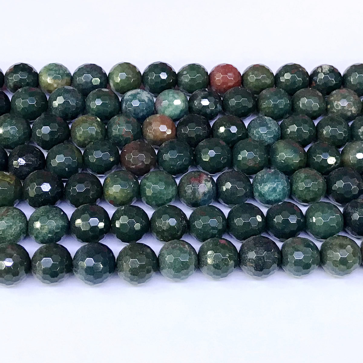 CJP24 Indian Blood Jasper Beads Faceted Round 10mm 15" Strand