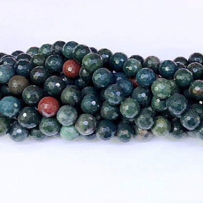 CJP24 Indian Blood Jasper Beads Faceted Round 10mm 15" Strand