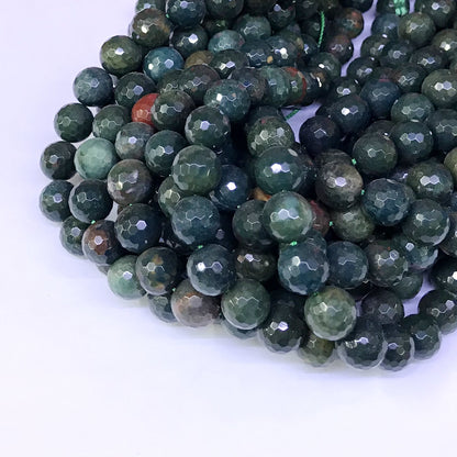 CJP24 Indian Blood Jasper Beads Faceted Round 10mm 15" Strand