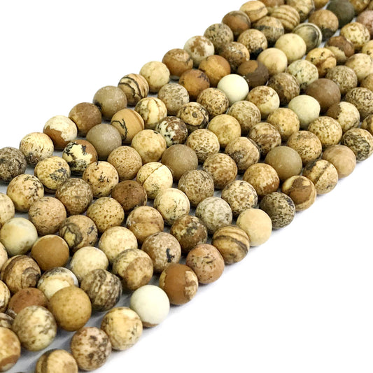 CJP241 Picture Jasper Beads Matte Round 6mm 15" Strand