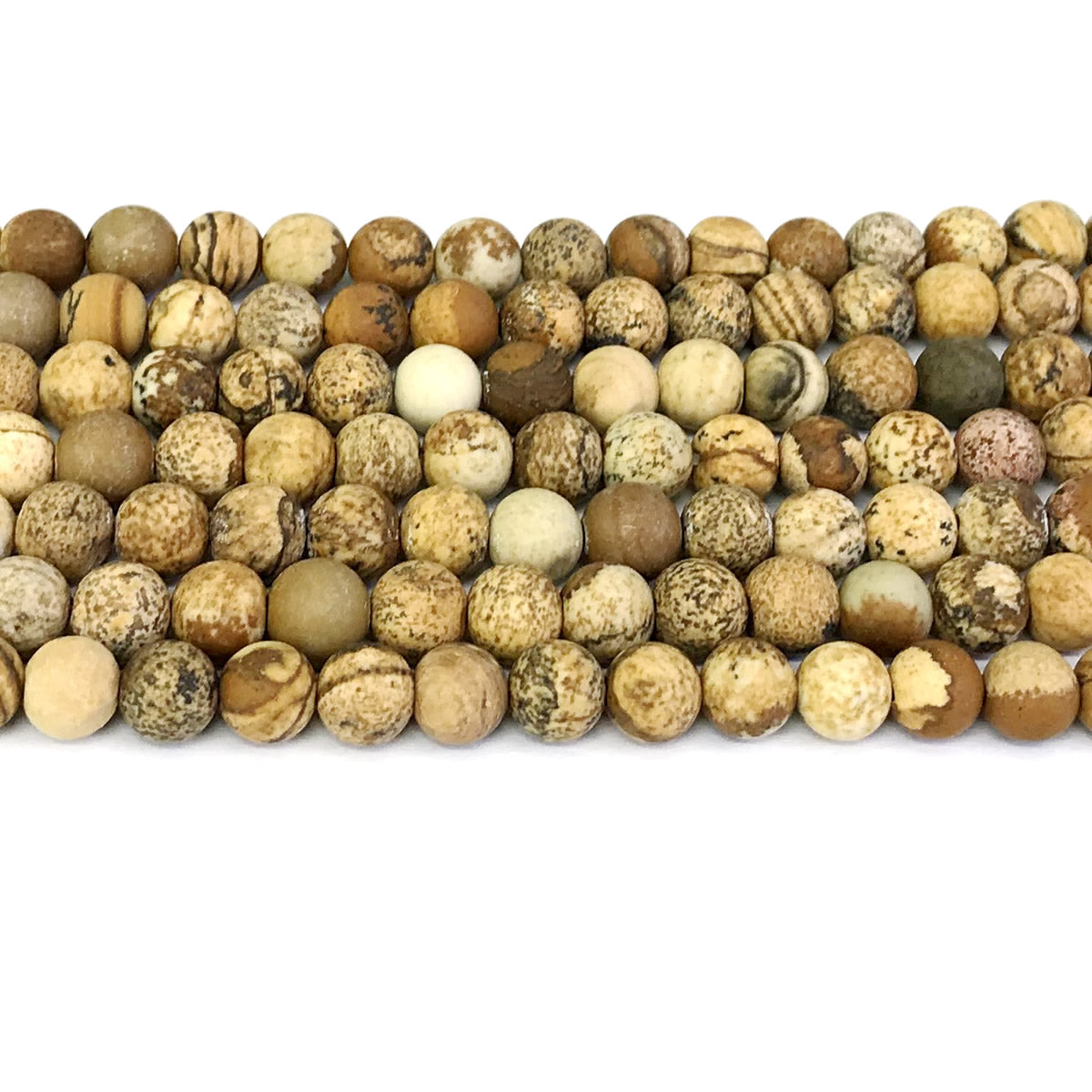 CJP241 Picture Jasper Beads Matte Round 6mm 15" Strand