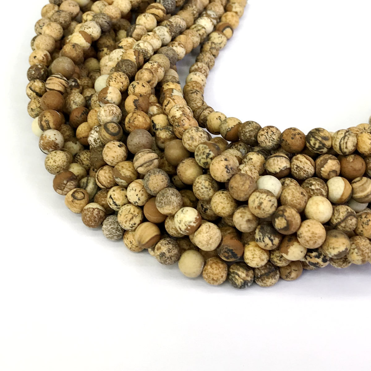 CJP241 Picture Jasper Beads Matte Round 6mm 15" Strand