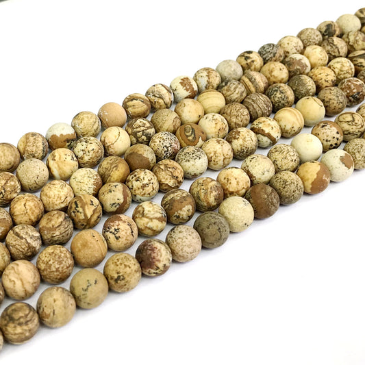 CJP242 Picture Jasper Beads Matte Round 8mm 15" Strand