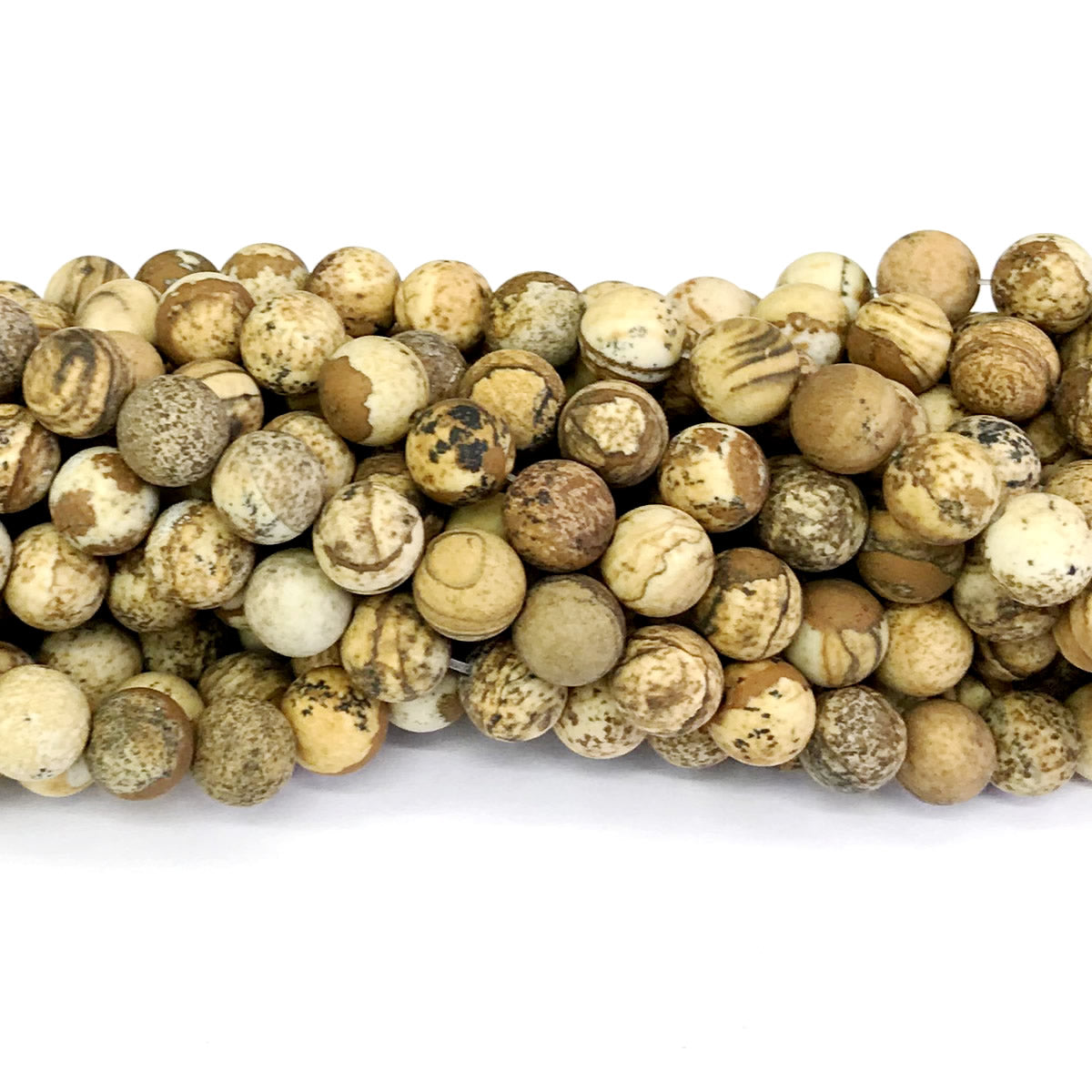 CJP242 Picture Jasper Beads Matte Round 8mm 15" Strand