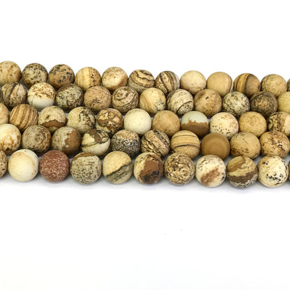 CJP243 Picture Jasper Beads Matte Round 10mm 15" Strand