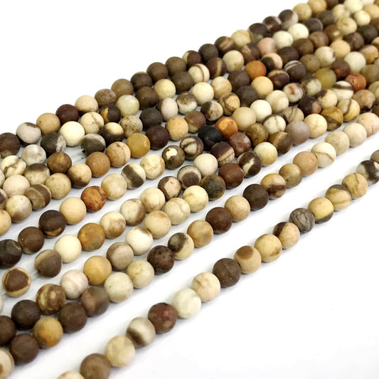 CJP248 Australian Zebra Jasper Beads Matte Round 4mm 15" Strand