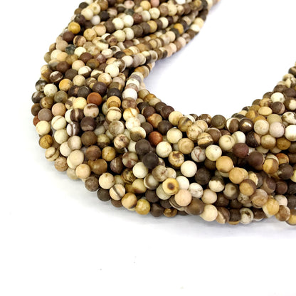 CJP248 Australian Zebra Jasper Beads Matte Round 4mm 15" Strand