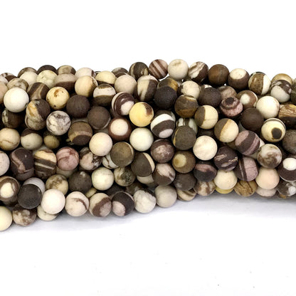 CJP249 Australian Zebra Jasper Beads Matte Round 6mm 15" Strand