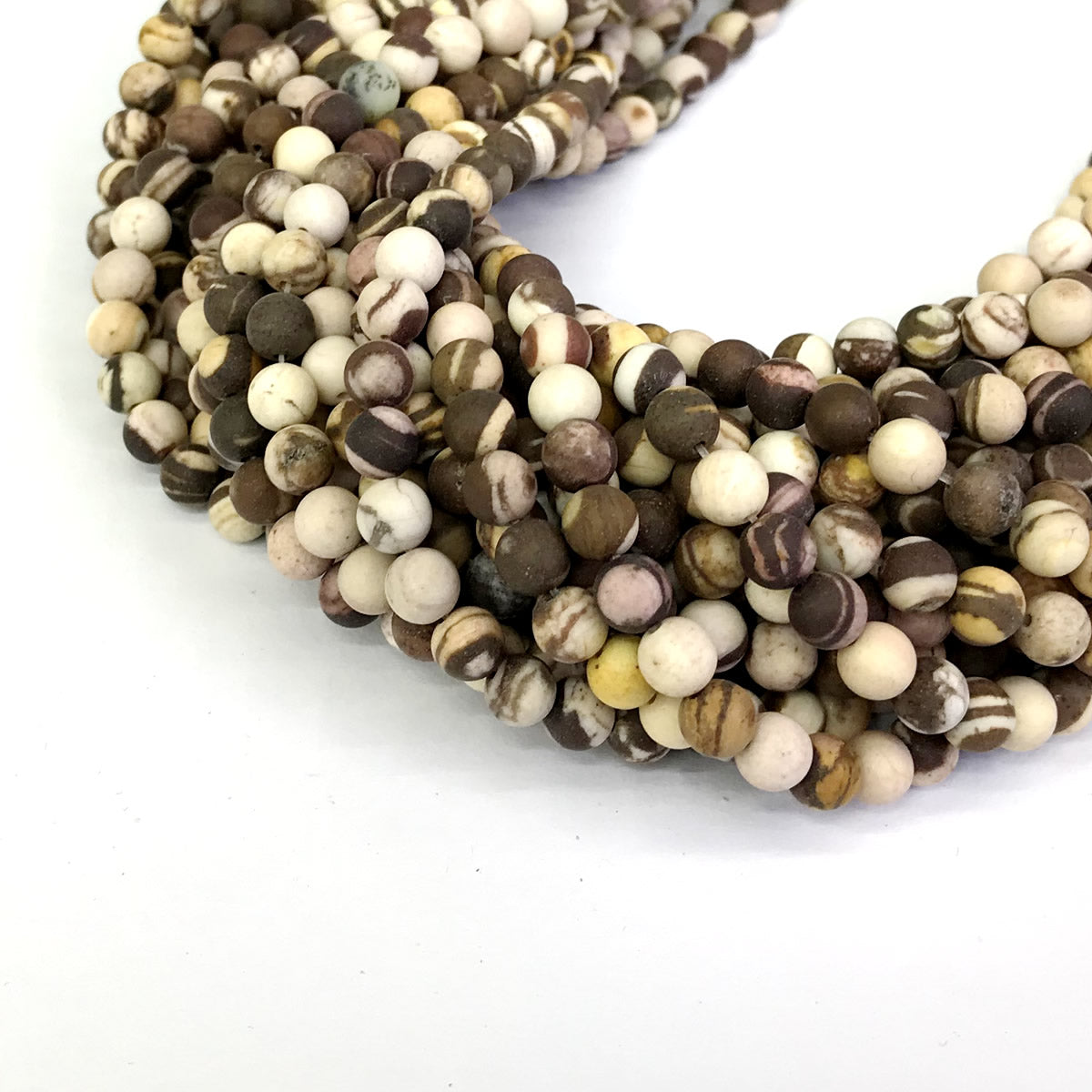 CJP249 Australian Zebra Jasper Beads Matte Round 6mm 15" Strand