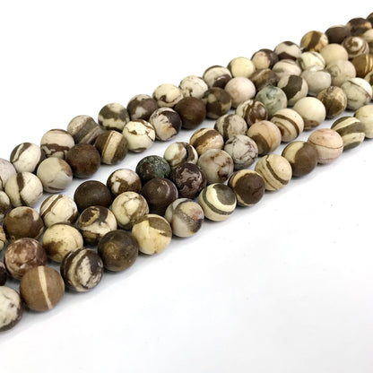 CJP250 Australian Zebra Jasper Beads Matte Round 8mm 15" Strand