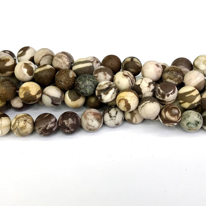 CJP250 Australian Zebra Jasper Beads Matte Round 8mm 15" Strand