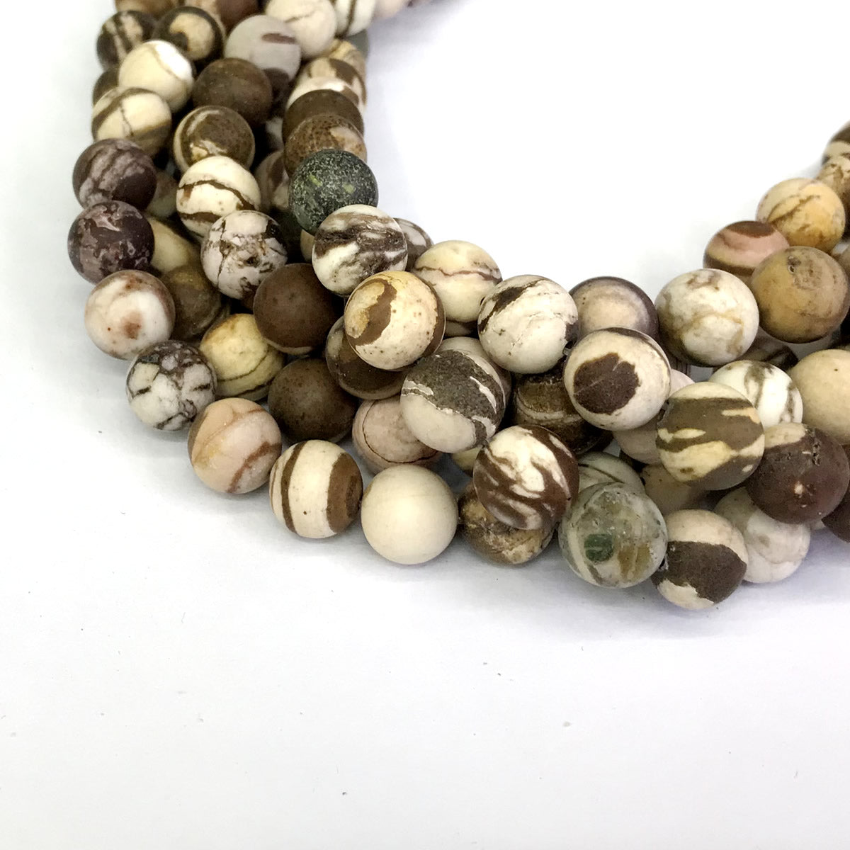 CJP250 Australian Zebra Jasper Beads Matte Round 8mm 15" Strand