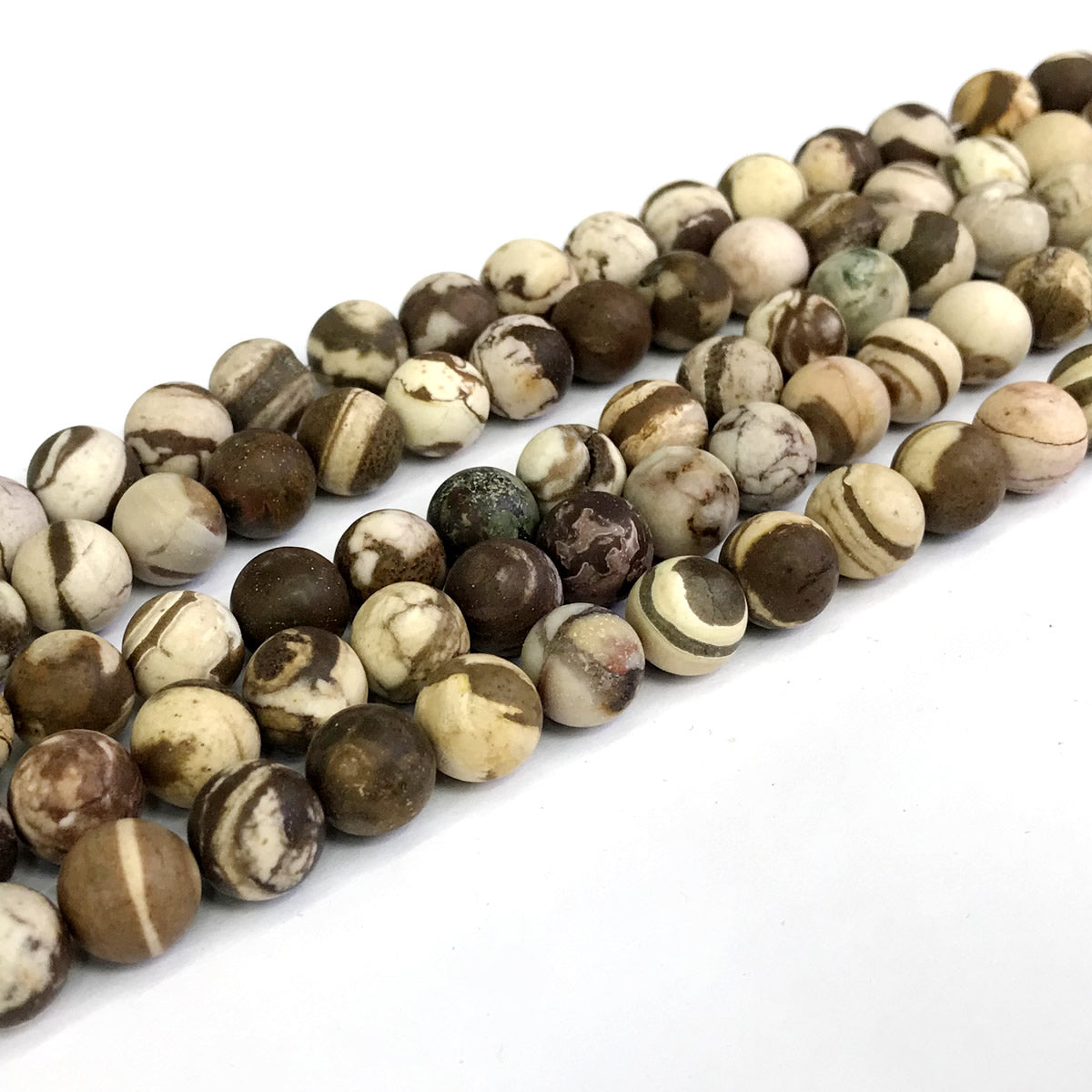 CJP251 Australian Zebra Jasper Beads Matte Round 10mm 15" Strand