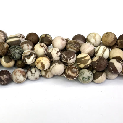 CJP251 Australian Zebra Jasper Beads Matte Round 10mm 15" Strand