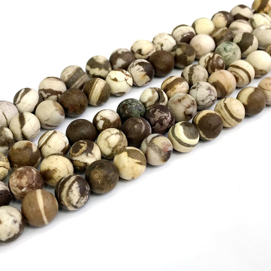 CJP252 Australian Zebra Jasper Beads Matte Round 12mm 15" Strand