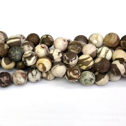 CJP252 Australian Zebra Jasper Beads Matte Round 12mm 15" Strand