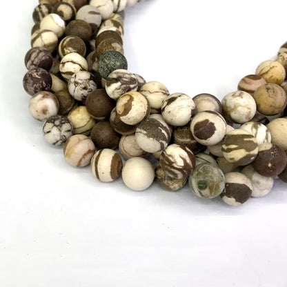 CJP252 Australian Zebra Jasper Beads Matte Round 12mm 15" Strand