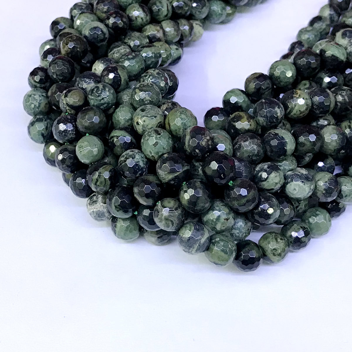 CJP28 Kambaba Jasper Beads Faceted Round 8mm 15" Strand