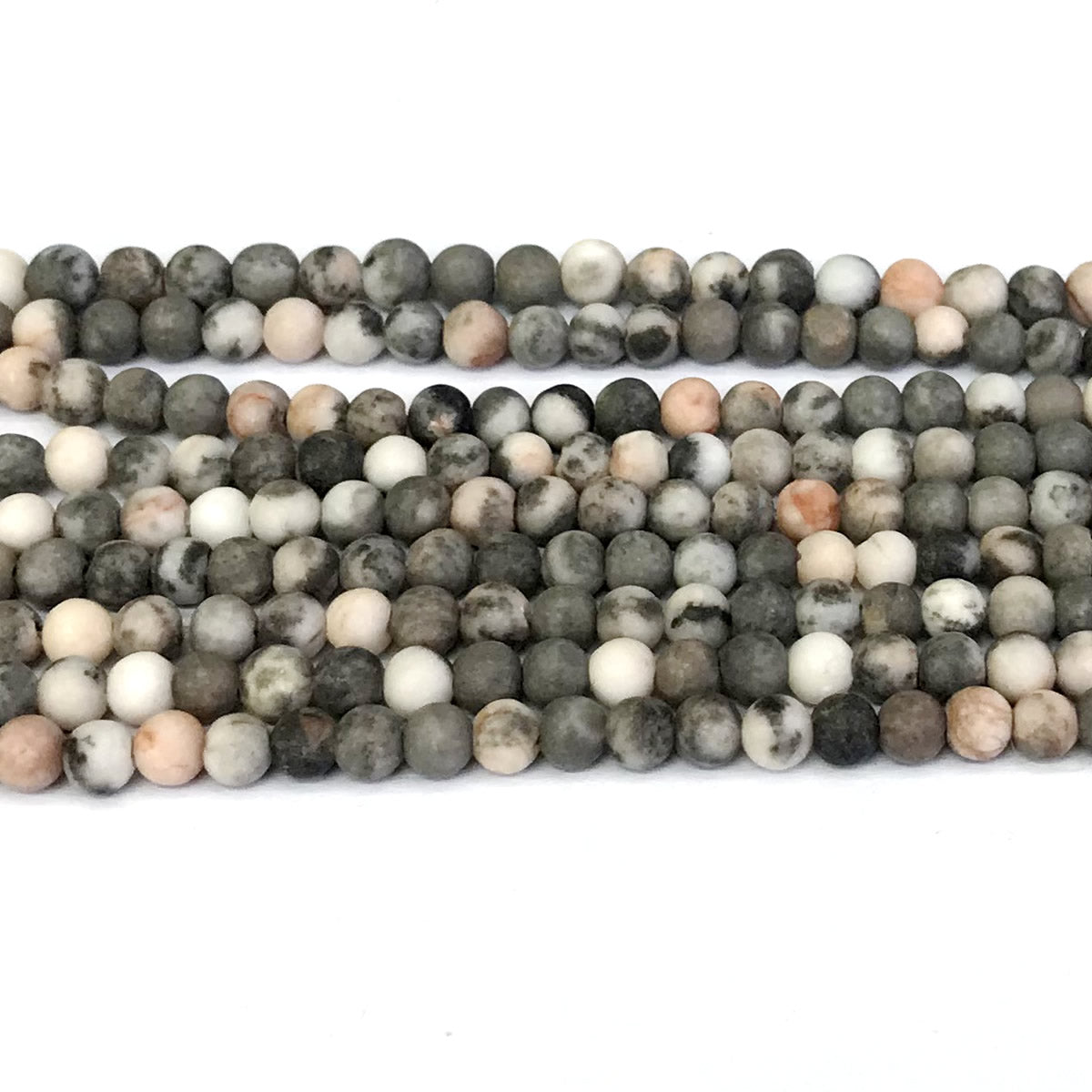 CJP280 Pink Zebra Jasper Beads Matte Round 4mm 15" Strand