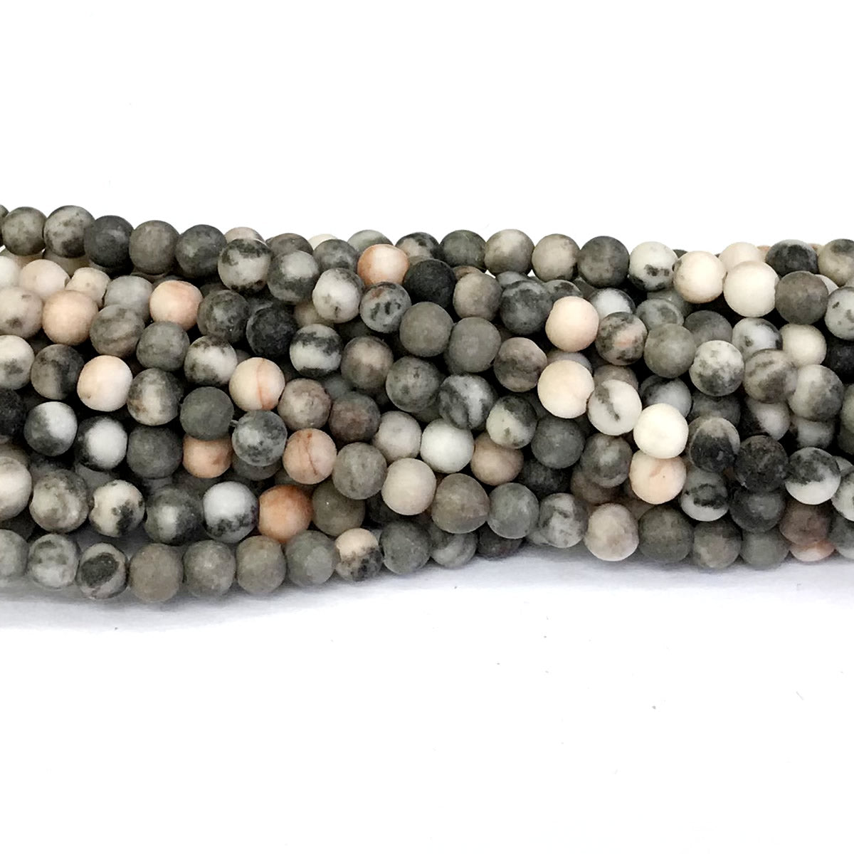 CJP280 Pink Zebra Jasper Beads Matte Round 4mm 15" Strand