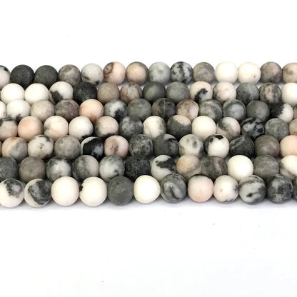 CJP281 Pink Zebra Jasper Beads Matte Round 6mm 15" Strand