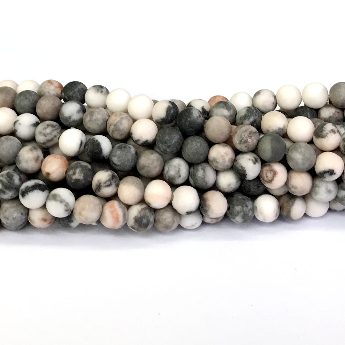 CJP281 Pink Zebra Jasper Beads Matte Round 6mm 15" Strand