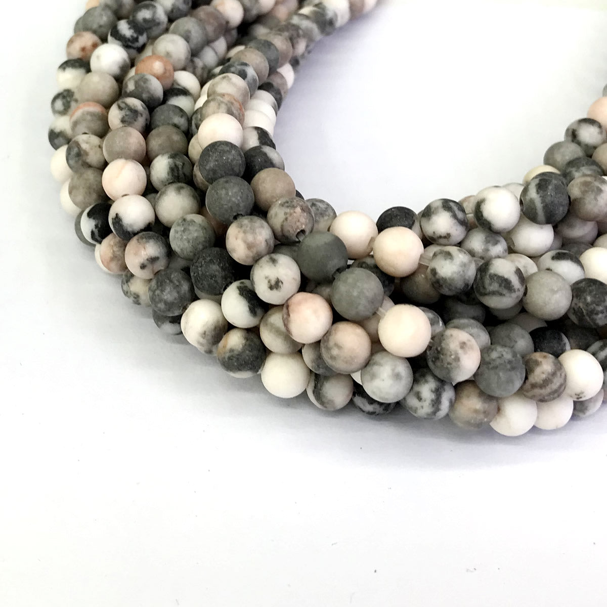 CJP281 Pink Zebra Jasper Beads Matte Round 6mm 15" Strand