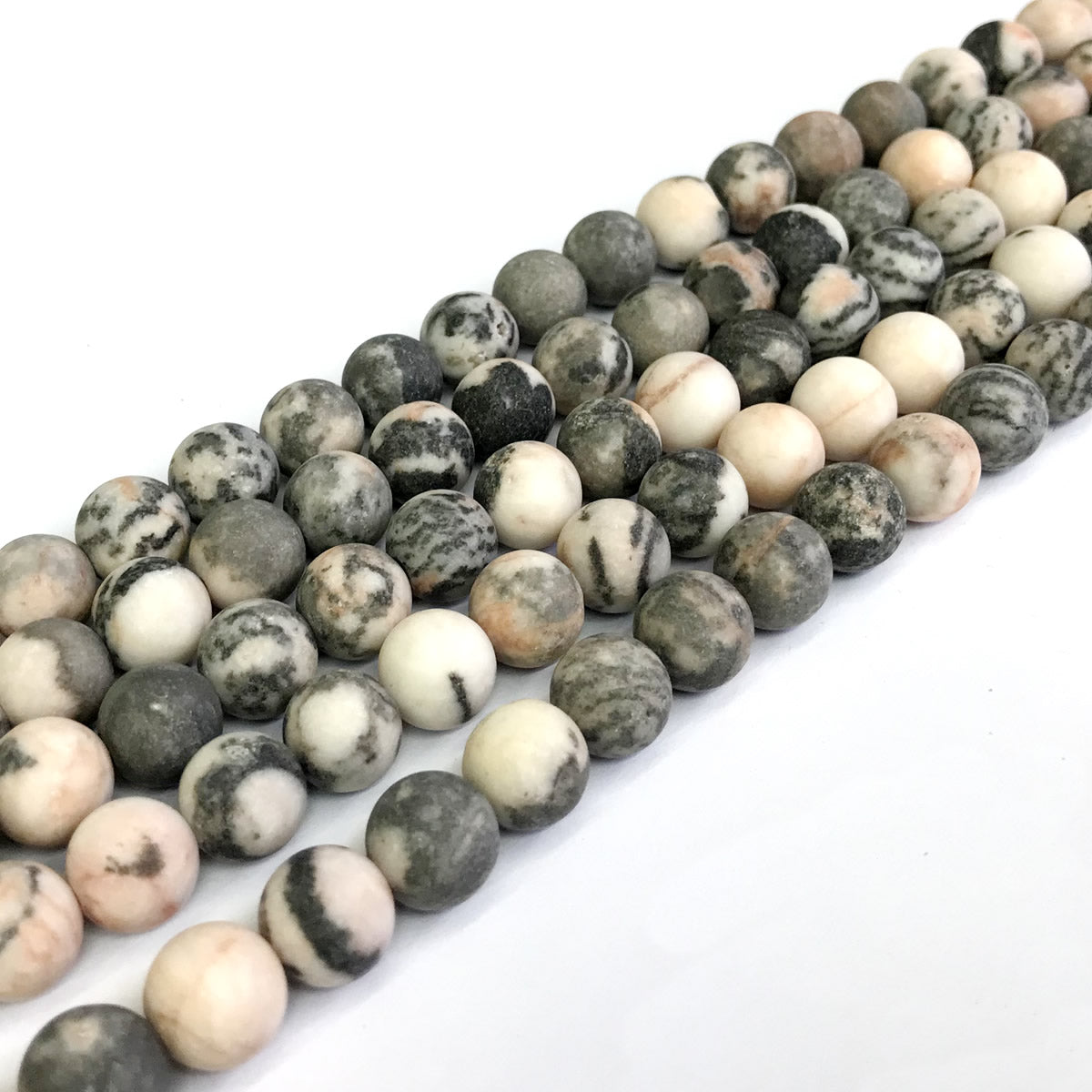 CJP282 Pink Zebra Jasper Beads Matte Round 8mm 15" Strand