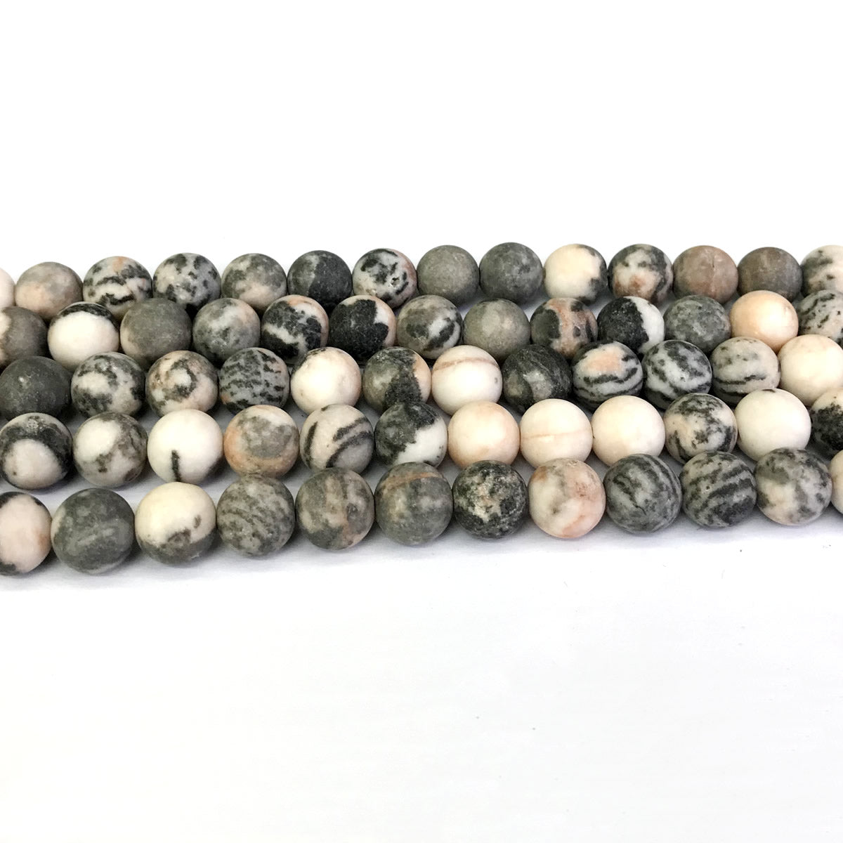 CJP282 Pink Zebra Jasper Beads Matte Round 8mm 15" Strand