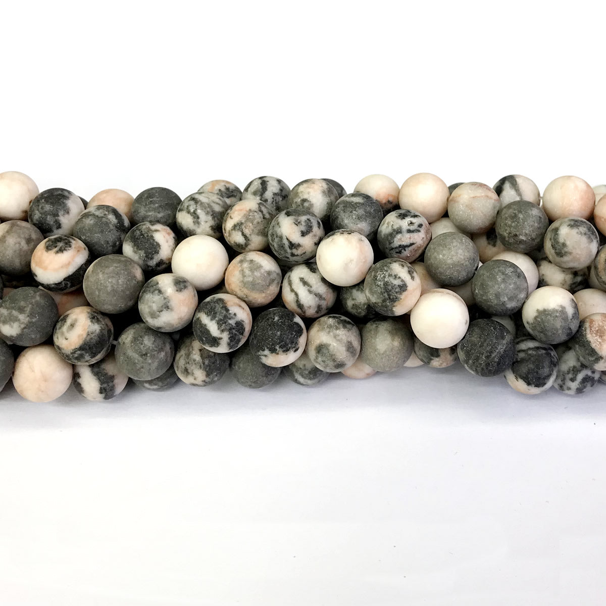 CJP282 Pink Zebra Jasper Beads Matte Round 8mm 15" Strand