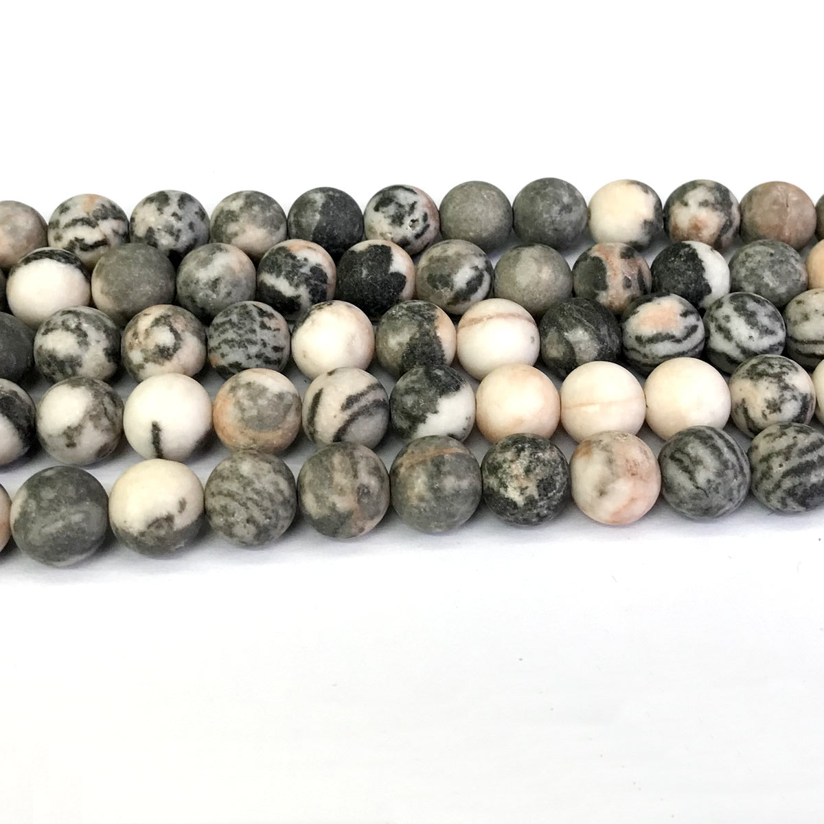 CJP283 Pink Zebra Jasper Beads Matte Round 10mm 15" Strand