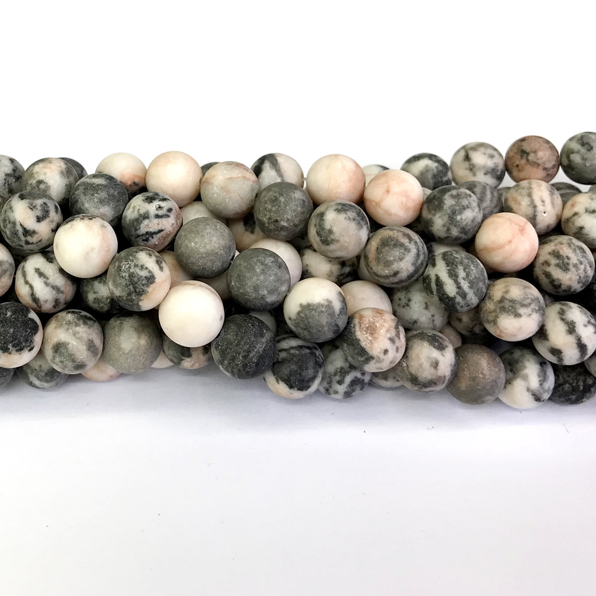 CJP283 Pink Zebra Jasper Beads Matte Round 10mm 15" Strand