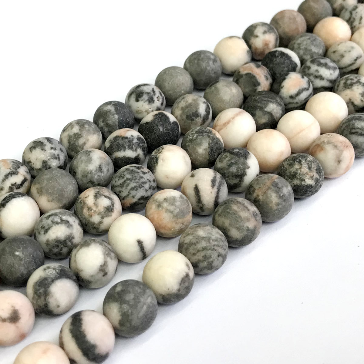 CJP284 Pink Zebra Jasper Beads Matte Round 12mm 15" Strand