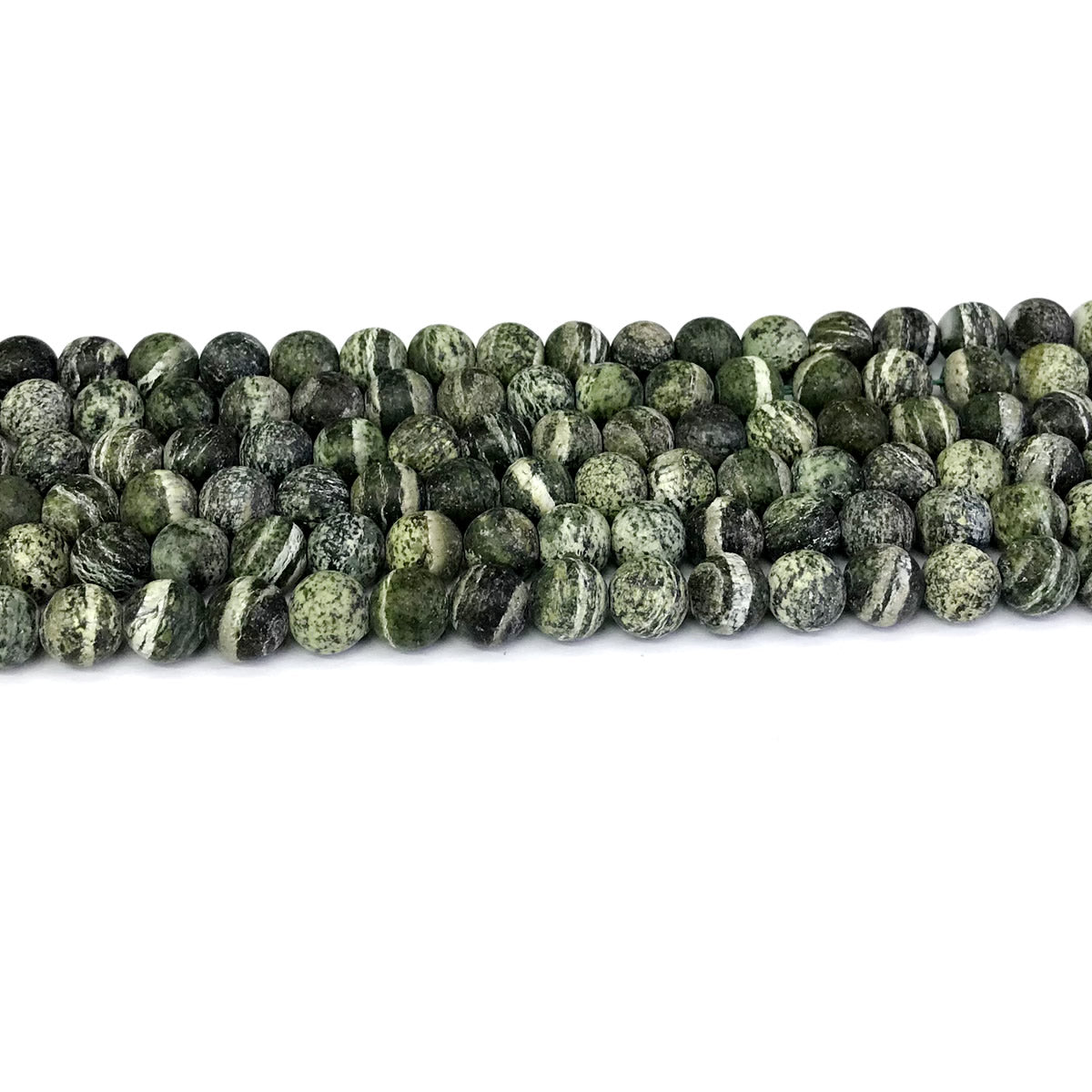 CJP288 Green Zebra Jasper Beads Matte Round 4mm 15" Strand