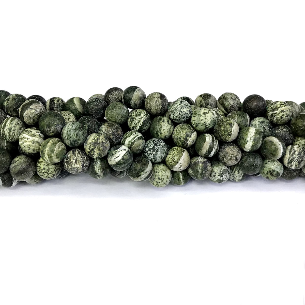 CJP288 Green Zebra Jasper Beads Matte Round 4mm 15" Strand