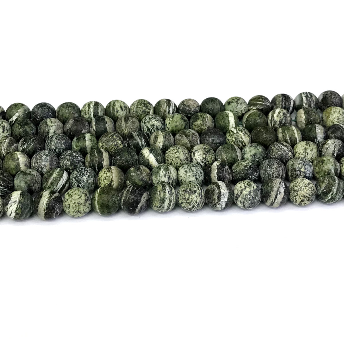 CJP289 Green Zebra Jasper Beads Matte Round 6mm 15" Strand