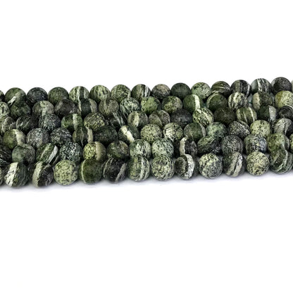 CJP289 Green Zebra Jasper Beads Matte Round 6mm 15" Strand