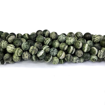 CJP289 Green Zebra Jasper Beads Matte Round 6mm 15" Strand