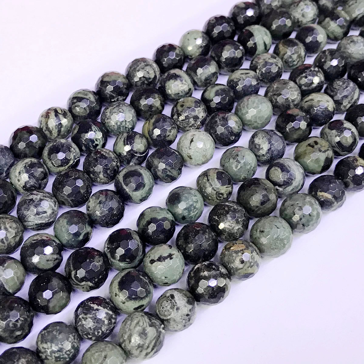 CJP29 Kambaba Jasper Beads Faceted Round 10mm 15" Strand