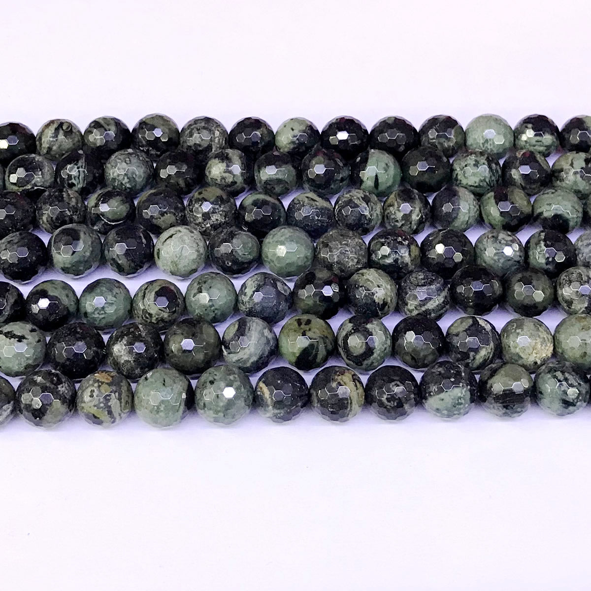 CJP29 Kambaba Jasper Beads Faceted Round 10mm 15" Strand