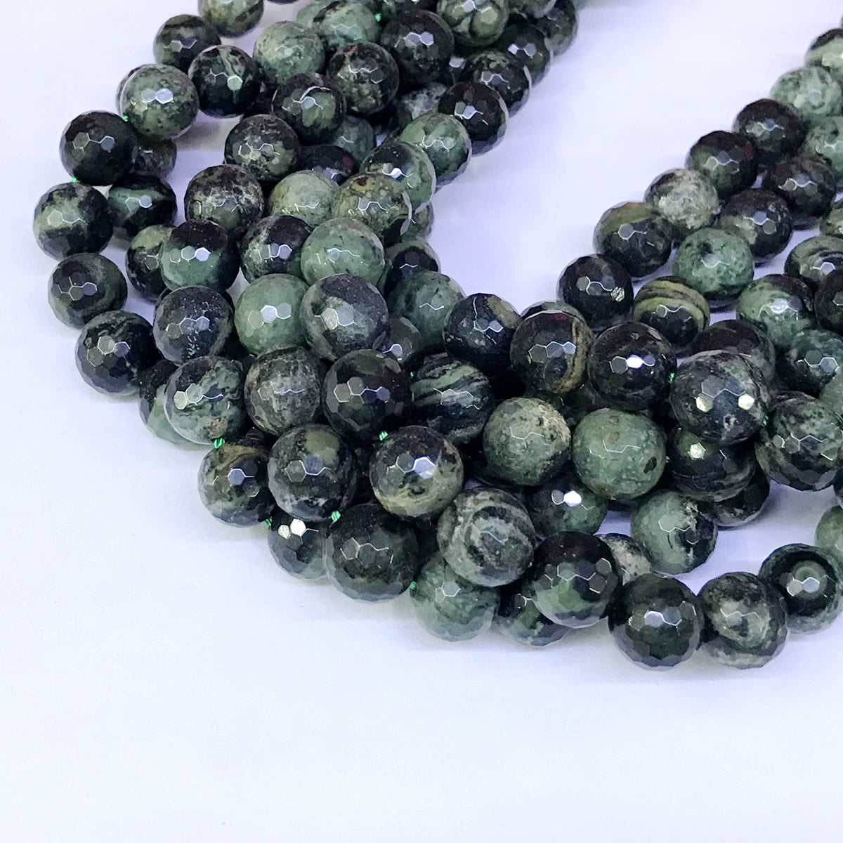 CJP29 Kambaba Jasper Beads Faceted Round 10mm 15" Strand