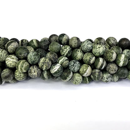 CJP290 Green Zebra Jasper Beads Matte Round 8mm 15" Strand