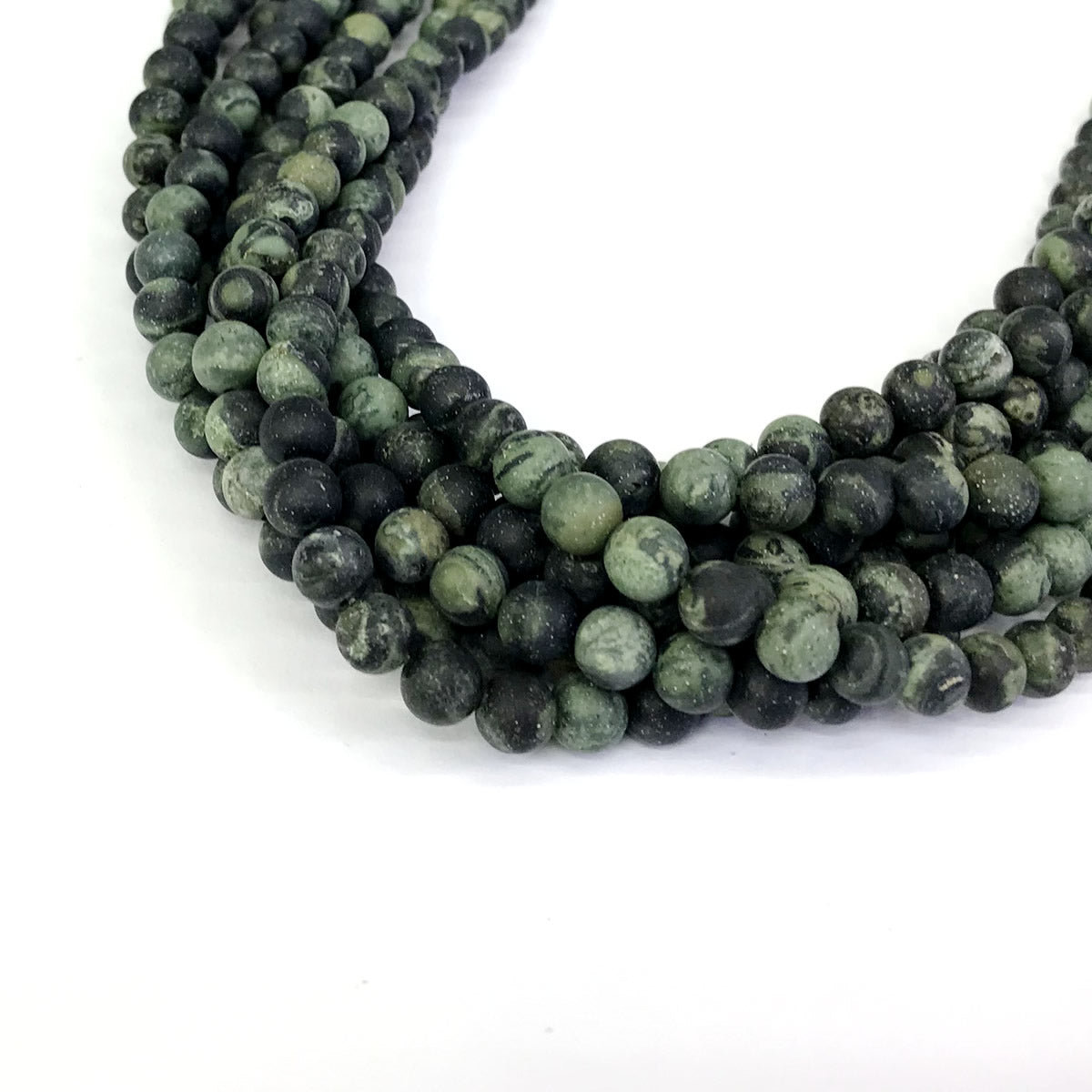 CJP297 Kambaba Jasper Beads Matte Round 6mm 15" Strand